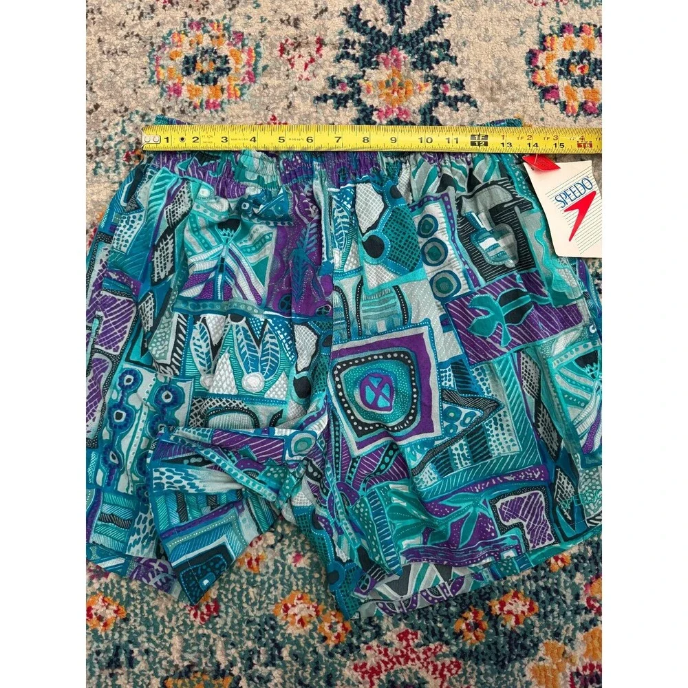 NEW Vintage 90s Speedo Lined Swim Trunks Abstract Geometric Size M Deadstock